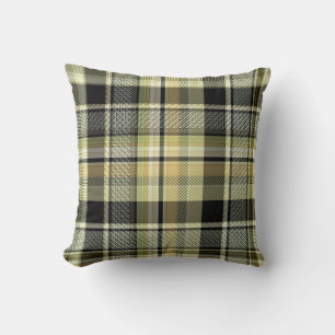 Yellow-brown tartan plaid. throw pillow