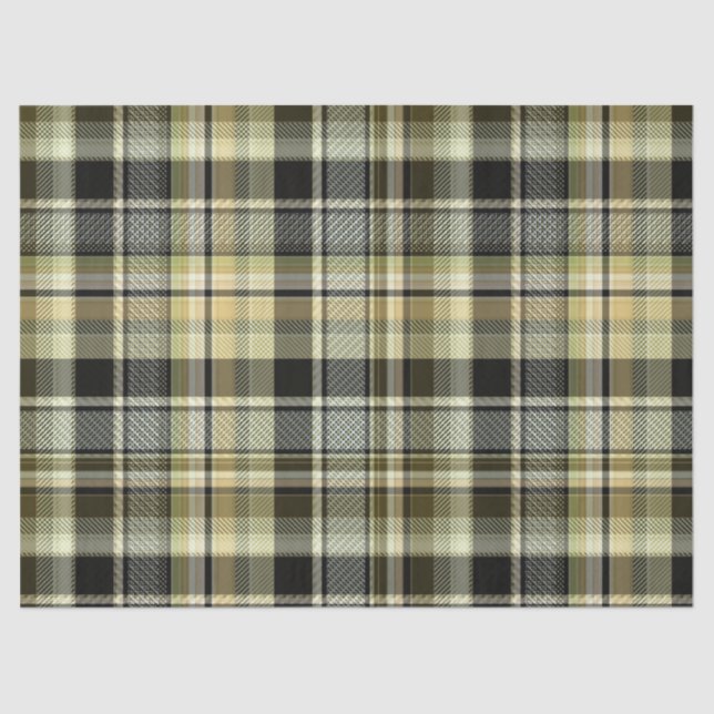 Yellow-brown tartan plaid.  tissue paper (Front)
