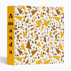 Yellow brown triangles on white retro background binder