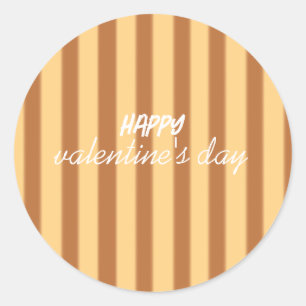 Yellow - Brown Valentine's Day Classic Round Sticker