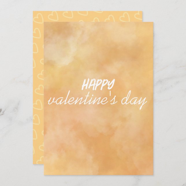 Yellow - Brown Valentine's Day Holiday Card (Front/Back)