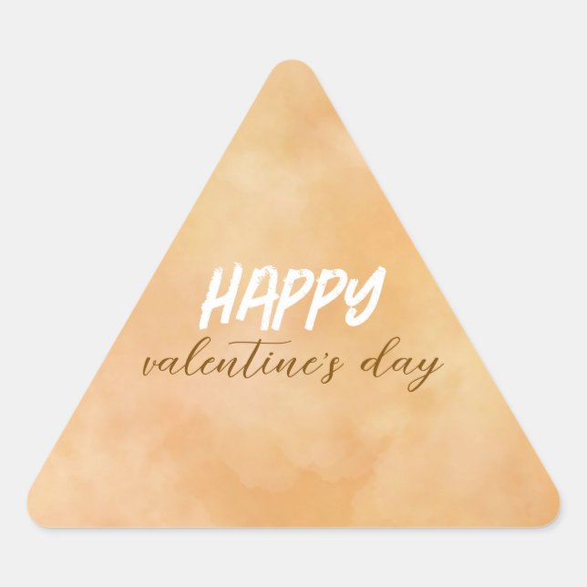 Yellow - Brown Valentine's Day Triangle Sticker (Front)