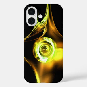 YELLOW BROWN WHITE FRACTAL ROSE iPhone 16 CASE