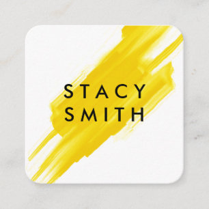 Yellow Brushed Square Business Card