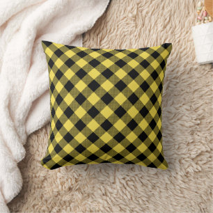 Yellow Buffalo Plaid Lumberjack Pattern Throw Pillow