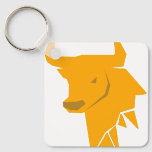 Yellow Bull Zodiac – Bright Taurus Silhouette  Keychain