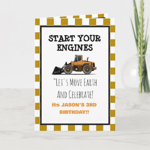 Yellow Bulldozer Construction Boys Birthday  Card