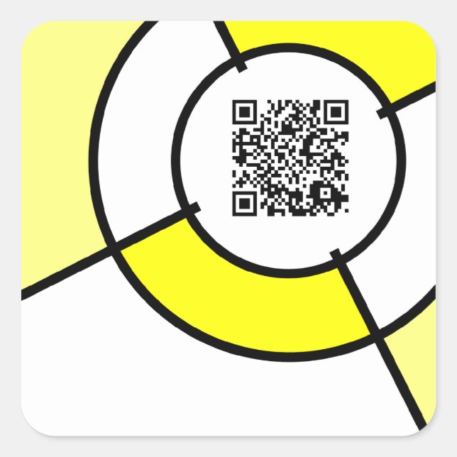 yellow bullseye QR code Square Sticker (Front)