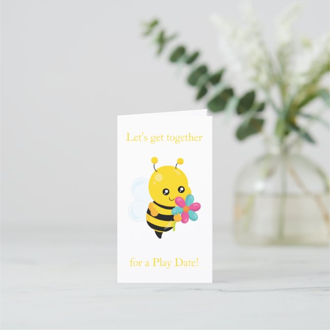 Yellow bumble bee play date appointment card (Front)