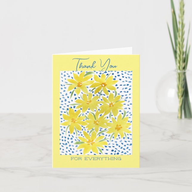 Yellow Bunch of Daisies Flat Thank You Note Card (Front)