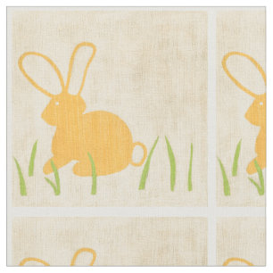 Yellow Bunny and Green Grass by Chariklia Zarris Fabric