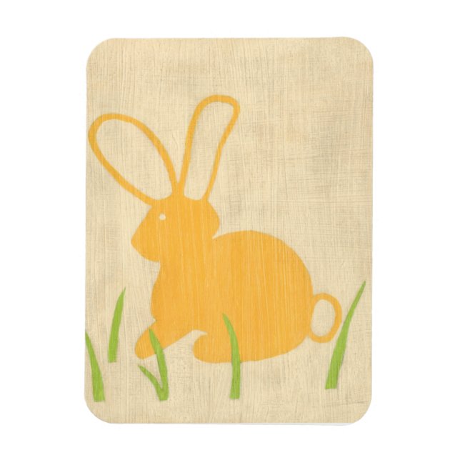 Yellow Bunny and Green Grass by Chariklia Zarris Magnet (Vertical)