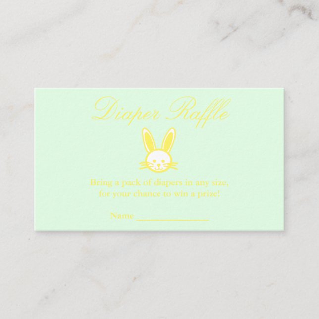 Yellow Bunny Baby Shower Diaper Raffle Enclosure Card (Front)