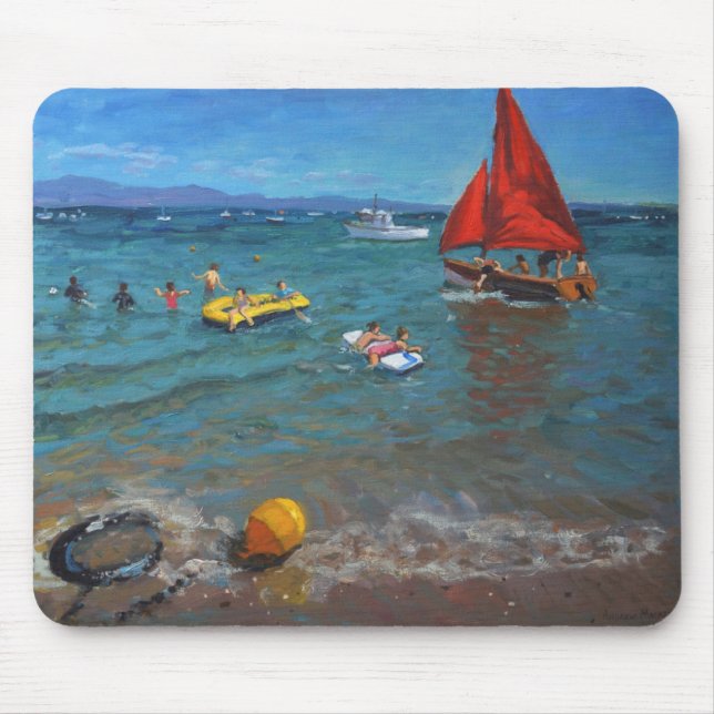 Yellow Buoy and Red Sails Abersoch Mouse Pad (Front)