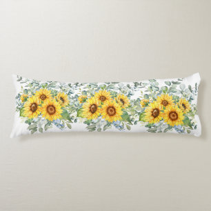Yellow Burgundy Sunflower Body Pillow
