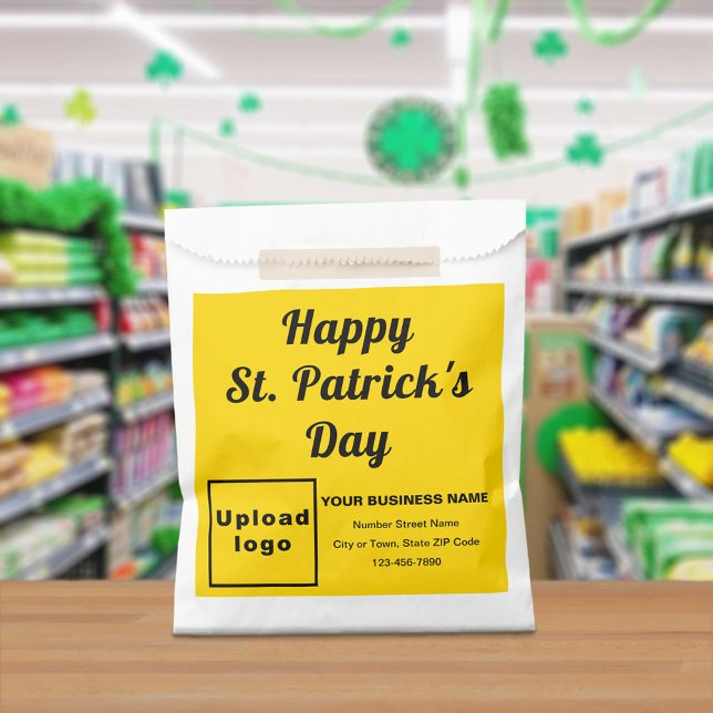 Yellow Business Brand, St. Patrick's Day, Favour Bag (Yellow business brand with St. Patrick's Day greeting on paper bag)