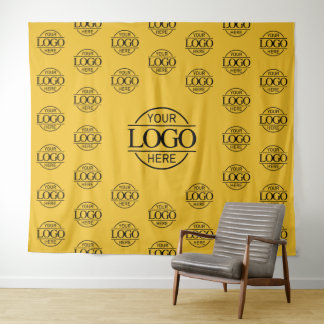 Yellow Business Logo Step & Repeat Backdrop Banner Tapestry