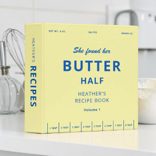 Yellow Butter Half Bridal Shower Recipe Book Binder