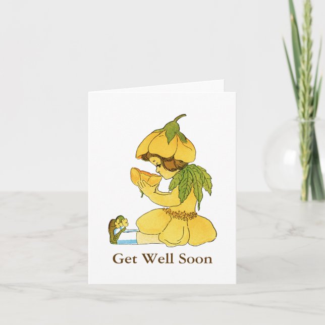 Yellow Buttercup Child Get Well Note Card (Front)