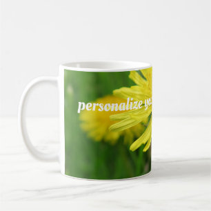 yellow, buttercup, plant, dandelion, meadow, coffee mug