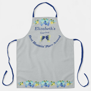 Yellow Buttercups and Blue Iris Apron