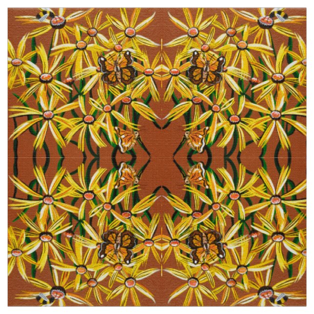 Yellow butterflies and Bees Fabric (Swatch)