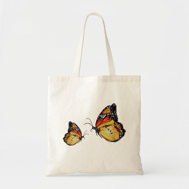Yellow Butterflies Drawing Budget Tote Bag (Front)
