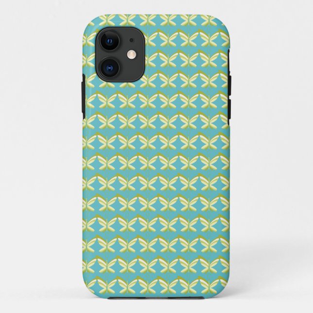 Yellow Butterflies on Blue Case-Mate iPhone Case (Back)