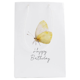 Yellow Butterfly Birthday Medium Gift Bag