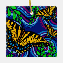 Yellow Butterfly Ceramic Ornament
