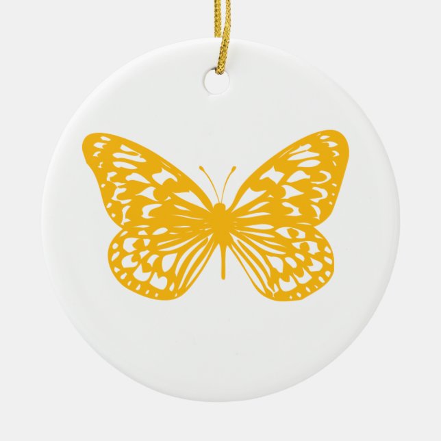 Yellow Butterfly Ceramic Ornament (Front)