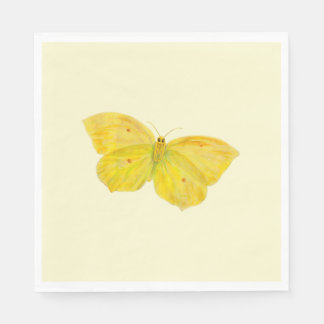 Yellow Butterfly Common Brimstone flying  Napkin