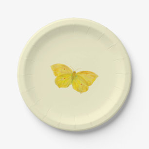 Yellow Butterfly Common Brimstone flying  Paper Plate