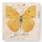 Yellow Butterfly Custom Stone Coaster