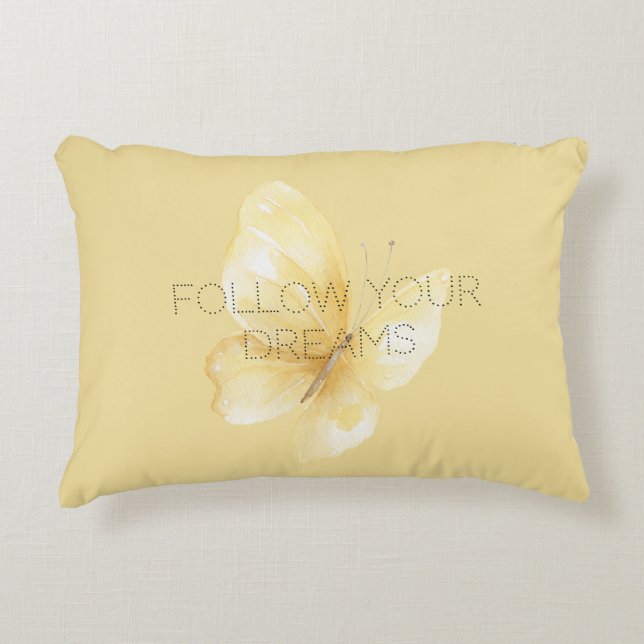 Yellow Butterfly Dreams Accent Pillow (Front)