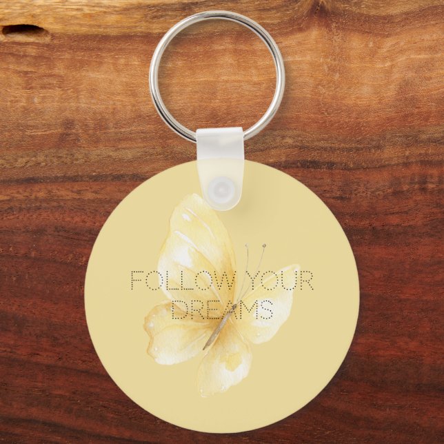 Yellow Butterfly Dreams Keychain (Front)