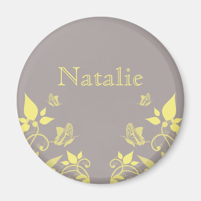 Yellow Butterfly Floral Magnet (Front)