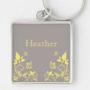 Yellow Butterfly Floral Premium Keychain