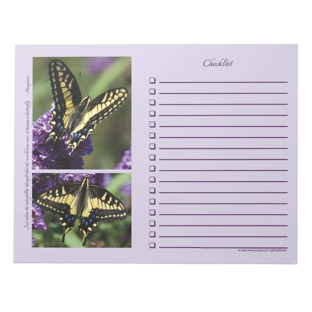 Yellow Butterfly I & II - LARGE Notepad (Front)