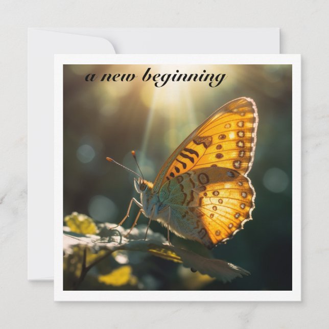 Yellow butterfly in the sunlight customizable invitation (Front)