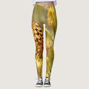 Yellow Butterfly Leggings with Personalized Name