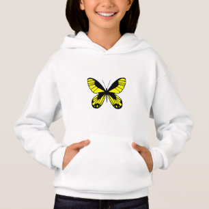 Yellow Butterfly Minimalist Aesthetic White Hoodie