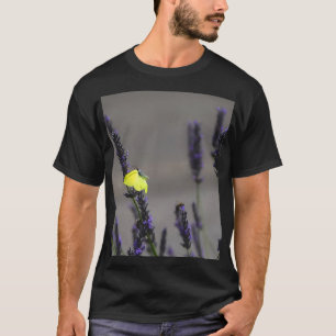 Yellow Butterfly on Purple Lavender Macro Photo T-Shirt