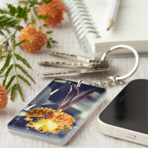 Yellow Butterfly Orchid Flower Keychain