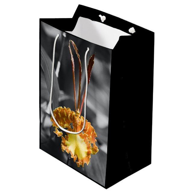 Yellow Butterfly Orchid Flower Medium Gift Bag (Front Angled)