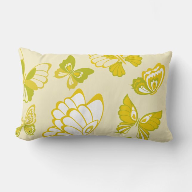 Yellow Butterfly Pattern Throw Pillow (Front)