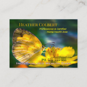 Yellow Butterfly Trustworthy Caregiver Business Card