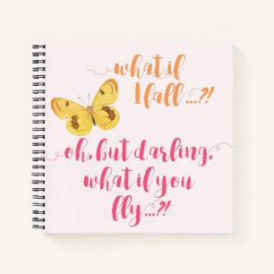 Yellow Butterfly - What if I fall?  Inspirational Notebook