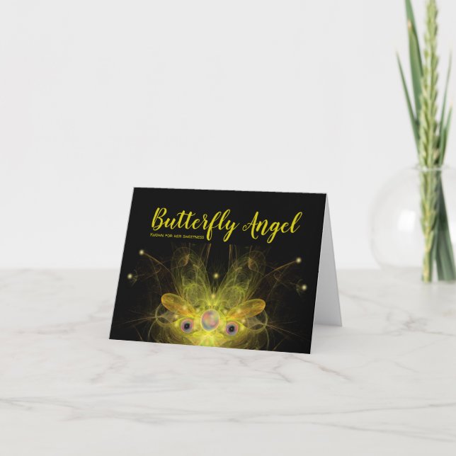 Yellow ButterflyAngel Sweetness Greeting Note Card (Front)