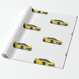 Yellow C7 Corvette Wrapping Paper 